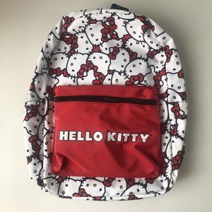 NWT BIOWORLD Hello Kitty White All Over Print Multicolor 16" Backpack